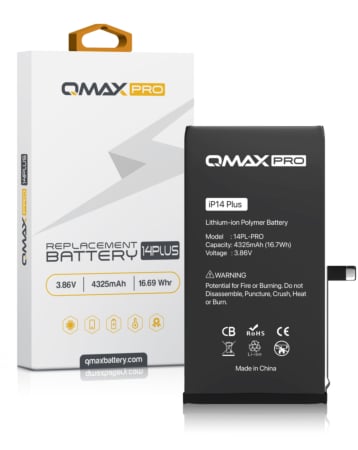 Shop the QMAX Pro replacement battery for the iPhone 14 Plus — 4325 mAh.