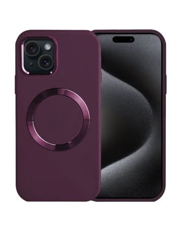 Soft Solid Silicone Case with Wireless Charging - PURPLE for iPhone 15 (Only Ground Shipping)
