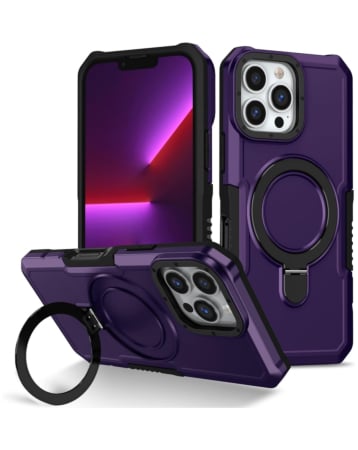 Hard PC Shockproof Case w /Ring Holder - DARK PURPLE for iPhone 16 Pro Max (Only Ground Shipping)
