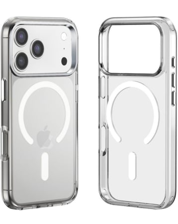 Wireless Charging Clear Case w/ Metal Camera Frame - BLACK for iPhone 17 Pro Max (Only Ground Shipping)