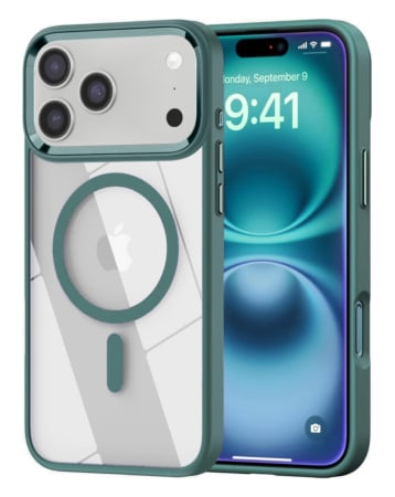 Shiny Magnetic Clear Cases - GREEN for iPhone 17 Pro Max (Only Ground Shipping)