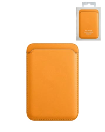 Leather Magnetic Card Wallet Holder - ORANGE (Only Ground Shipping)