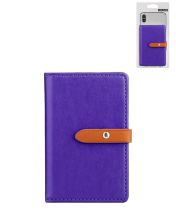 Universal Back Phone Leather Wallet Cash ID Credit Card Slot (PURPLE) (Only Ground Shipping)