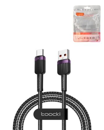Toocki USB A-C Super Fast Charging Data Cable (BLACK / PURPLE) (100W / 7A) (6ft) (Only Ground Shipping)