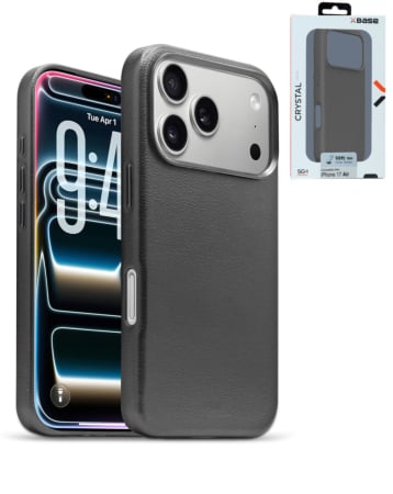 xBase by PowerPeak - Leather Magsafe Case for iPhone 17 Pro Max - BLACK (Only Ground Shipping)