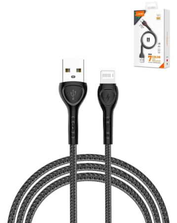 LDNIO LS481 USB A-L Non-MFI Fast Charging Data Cable (GRAY) (3ft) (12W) (Only Ground Shipping)