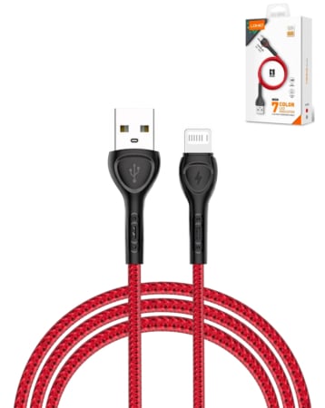 LDNIO LS481 USB A-L Non-MFI Fast Charging Data Cable (RED) (6ft) (12W) (Only Ground Shipping)