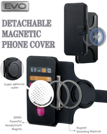 EVO Magnetic Phone Wallet Case - BLACK for Universal 6.1" (Only Ground Shipping)