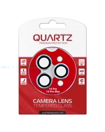 Shop the QUARTZ HD tempered glass with metal ring for the iPhone 14 Pro and 14 Pro Max back camera in White.