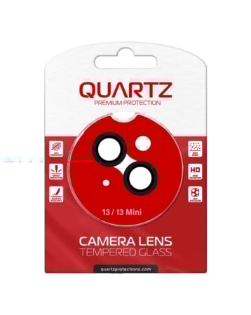 Grab the wholesale deals on the Quartz HD Tempered Glass in Black for iPhone 13 and 13 Mini Back Camera with Glitter Diamond Camera Lens.


