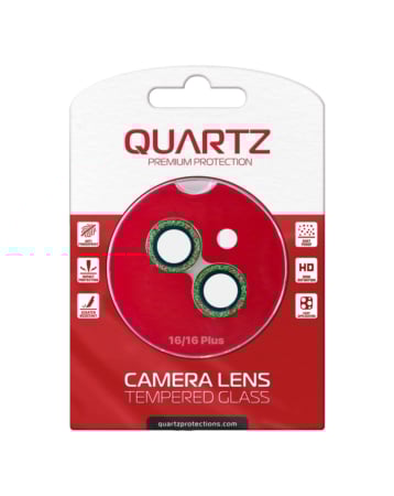 Stock up on the Quartz HD Tempered Glass for the Teal iPhone 16 and 16 Plus Back Camera with a Glitter Diamond Camera Lens.