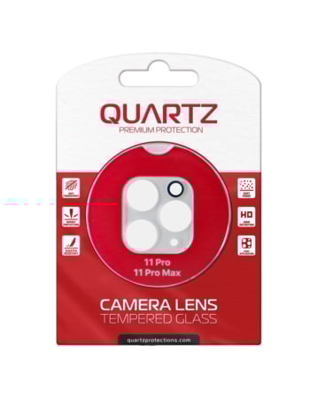 Order the Quartz clear back camera tempered glass for iPhone 11 Pro and 11 Pro Max.
