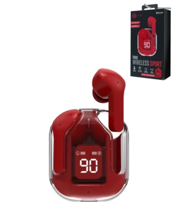Mini Clear Sport Earbuds - RED (Only Ground Shipping)