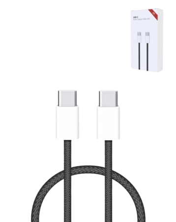 60W USB C-C Fast Charging Cable for iPhone 16 / 15 and iPads Series (3 ft) - BLACK (Only Ground Shipping)