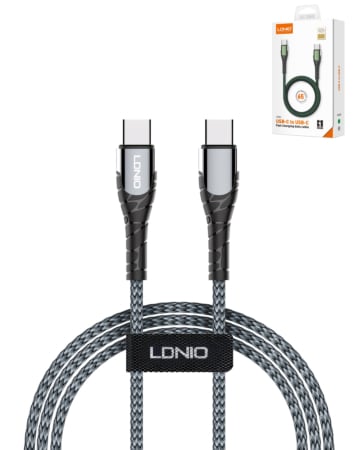 LDNIO LC101 USB C-C Fast Charging Data Cable (GRAY) (68W) (3ft) (Only Ground Shipping)