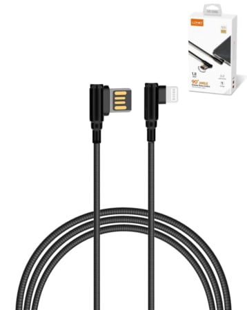 LDNIO LC421 90 Degree USB A-L Charging Cable (GRAY) (6ft) (12W) (Only Ground Shipping)
