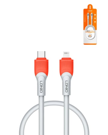 LDNIO LC601 USB C-L Non-MFI Charging Cable (ORANGE) (3ft) (30W) (Only Ground Shipping)