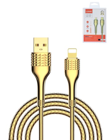 LDNIO LC612C USB A-L Non-MFI Fast Charging Data Cable (GOLD) (6ft) (30W) (Only Ground Shipping)