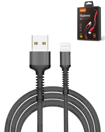 LDNIO LS63 USB A-L Non-MFI Fast Charging Data Cable (GRAY) (3ft) (12W) (Only Ground Shipping)