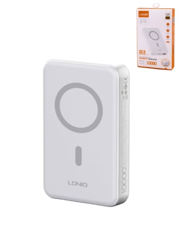 LDNIO PQ16 Magnetic Wireless PowerBank (WHITE) (10000mAh) (Only Ground Shipping)