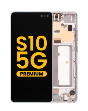 OLED Assembly with Frame for Galaxy S10 5G (G977) (CROWN SILVER) (Premium)