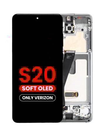 OLED Assembly with Frame for Galaxy S20 (G980 / G981) (Verizon UW) (COSMIC BLACK) (Aftermarket OLED)