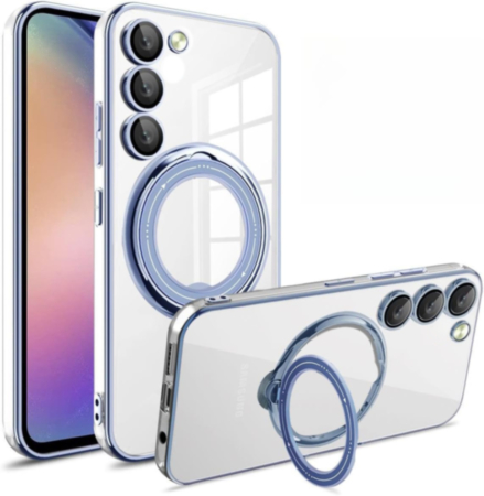 Galaxy S23 Magnetic Clear Cases with Magsafe Ring Stand - BLUE (Only Ground Shipping)