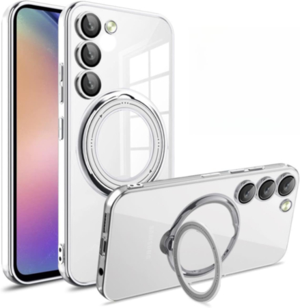 Galaxy S23 Plus Magnetic Clear Cases with Magsafe Ring Stand - SILVER (Only Ground Shipping)