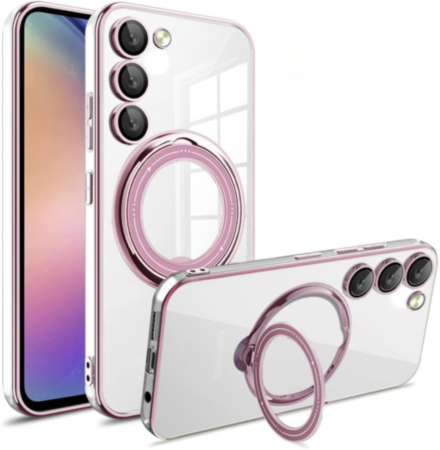Galaxy S23 Plus Magnetic Clear Cases with Magsafe Ring Stand - PINK (Only Ground Shipping)