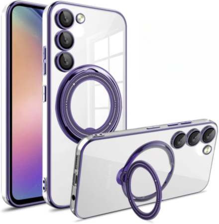 Galaxy S23 Plus Magnetic Clear Cases with Magsafe Ring Stand - PURPLE (Only Ground Shipping)