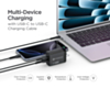 PowerPeak Triple Port GAN Charger with USB C-C Cable - (BLACK) (6 ft) (65W) (Only Ground Shipping)