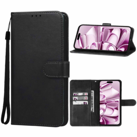 Leather Wallet Case with Card Slot - BLACK for iPhone 16 (Only Ground Shipping)