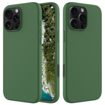 iPhone 16 Pro Max Soft Solid Silicone Case (Full Buttom Cover) - DARK GREEN (Only Ground Shipping)