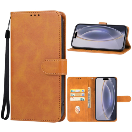 Leather Wallet Case with Card Slot - BROWN for iPhone 16 Pro (Only Ground Shipping)