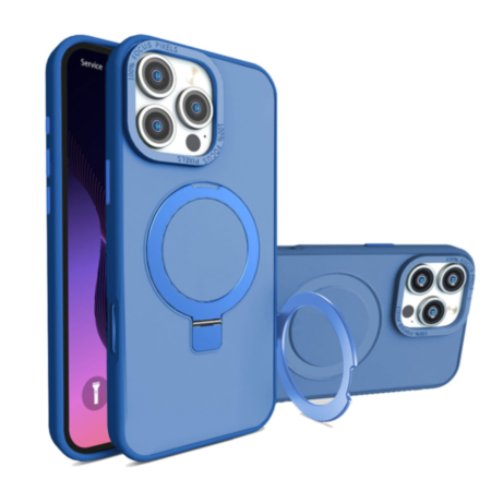 Carbon Wireless Charging Case with Ring Stand - DARK BLUE for iPhone 16 Pro (Only Ground Shipping)