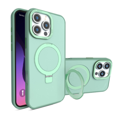 Carbon Wireless Charging Case with Ring Stand - GREEN for iPhone 16 Pro (Only Ground Shipping)