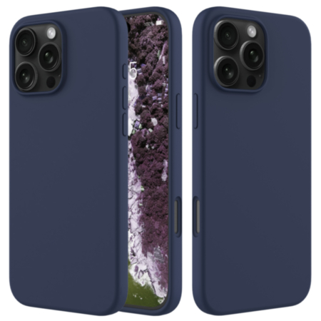 Soft Solid Silicone Case (Full Buttom Cover) - NAVY BLUE for iPhone 16 Pro Max (Only Ground Shipping)