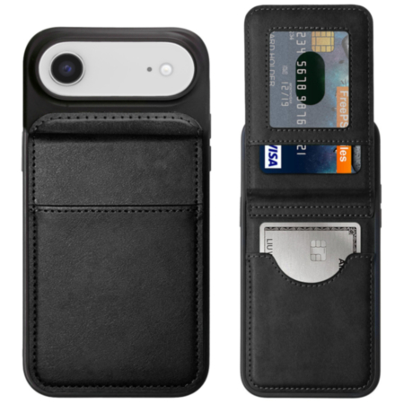 Leather Wallet Case with Kickstand - BLACK for iPhone Air (Only Ground Shipping)