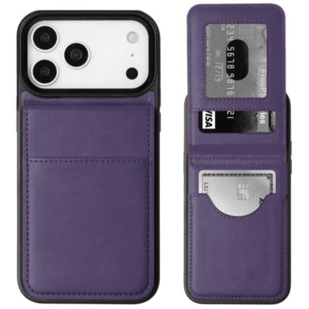 Leather Wallet Case with Kickstand - PURPLE for iPhone 17 Pro Max (Only Ground Shipping)