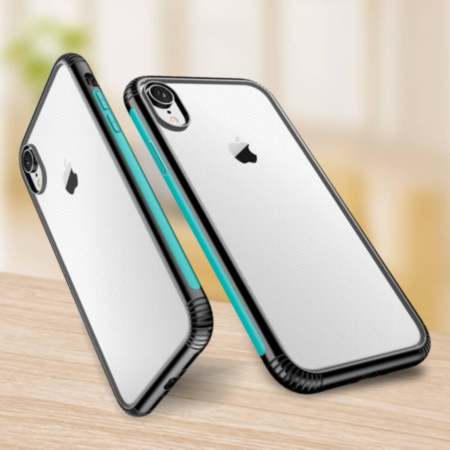 Shockproof Transparent Soft Gel TPU Case - TEAL for iPhone XR (Only Ground Shipping)