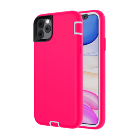 Silicone Design Heavy Duty Case - HOT PINK for iPhone 12 Mini (Only Ground Shipping)