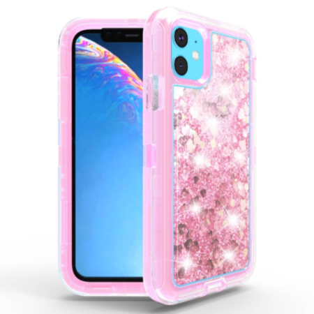 Protective Glitter Liquid Bumper Case - PINK for iPhone 12 Mini (Only Ground Shipping)