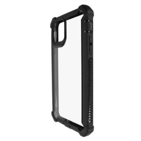 3in1 Hybrid Clear Soft TPU Hard PC Back Cover Case - BLACK for iPhone 12 / 12 Pro (Only Ground Shipping)