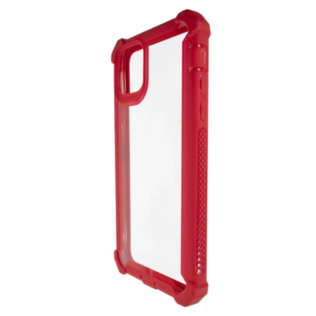 3in1 Hybrid Clear Soft TPU Hard PC Back Cover Case - RED for iPhone 12 / 12 Pro (Only Ground Shipping)