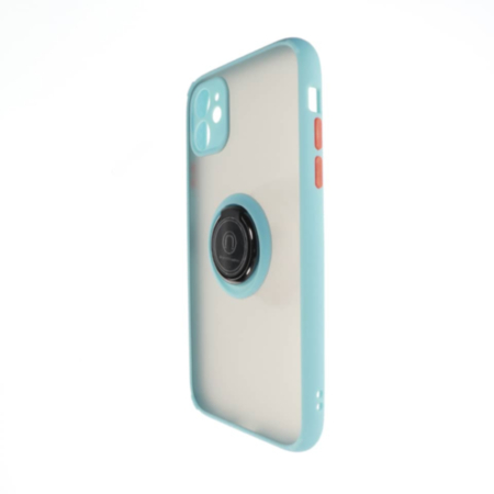 Hard PC Rear / Soft TPU Colorful Border Case with I-ring Holder - LIGHT BLUE for iPhone 12 / 12 Pro (Only Ground Shipping)
