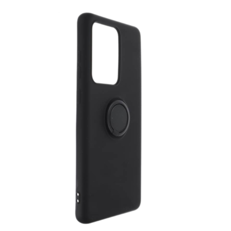 Galaxy S20 Ultra Soft Solid Case with Ring - BLACK (Only Ground Shipping)