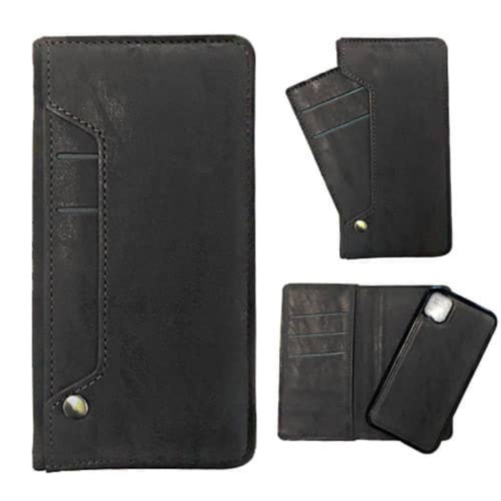 Genuine Leather Magnetic Wallet Case with Credit Card Slot - BLACK for iPhone 11 Pro (Only Ground Shipping)