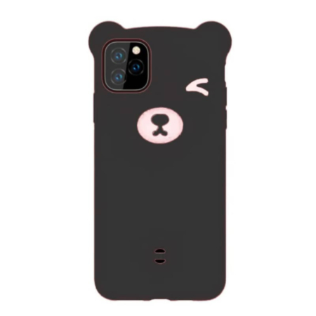 3D Cartoon Bear Soft Silicone Case - BLACK for iPhone 11 Pro Max (Only Ground Shipping)