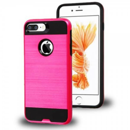 Hybrid Metal Brushed Shockproof Case - PINK for iPhone 8P / 7P (Only Ground Shipping)