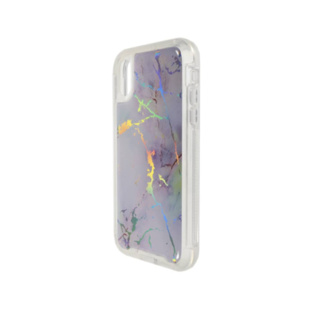 Marble Design Clear Bumper TPU Case - LIGHT BLUE for iPhone XR (Only Ground Shipping)